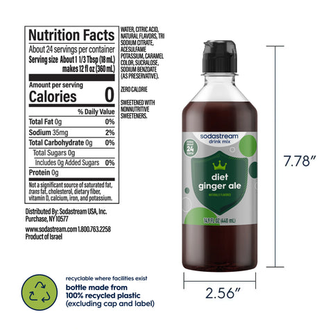 Sodastream Classics® Diet Ginger Ale Drink Mix 4 Pack 440ml