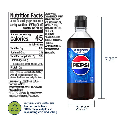 Sodastream Pepsi Drink Mix 4 Pack 440ml
