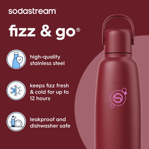 Sodastream Fizz & Go™ Insulated Stainless Steel Carbonating Bottle Pomegranate 30.4 oz