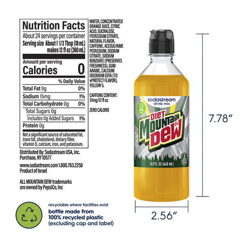 Sodastream MTN DEW Diet Drink Mix 4 Pack 440ml