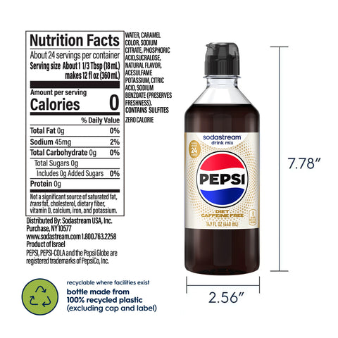 Sodastream Diet Pepsi® Caffeine Free 4 Pack Drink Mix 4 x 440ml