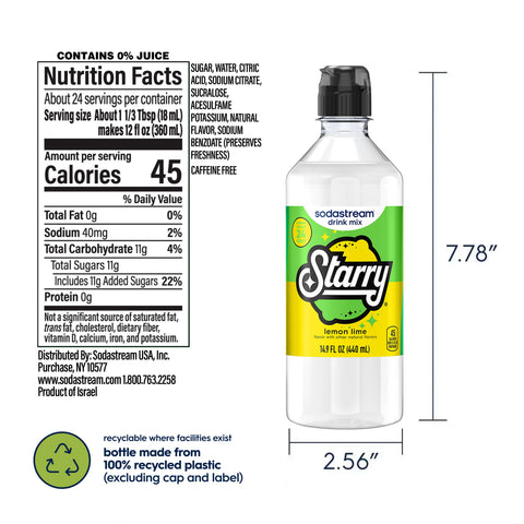 Sodastream STARRY® Lemon Lime Drink Mix 4 Pack 440ml
