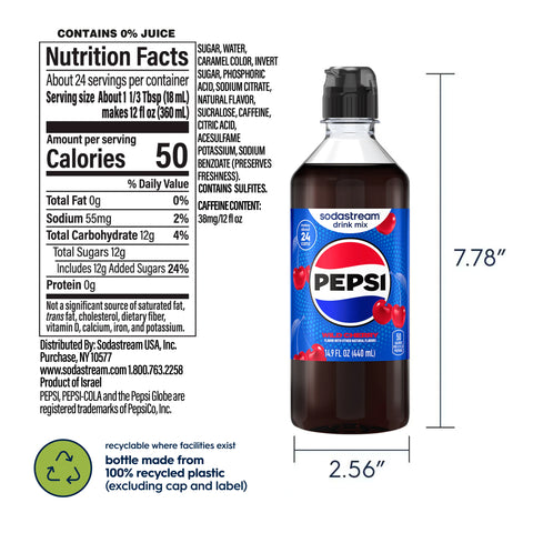 Sodastream Pepsi Wild Cherry Drink Mix 440ml