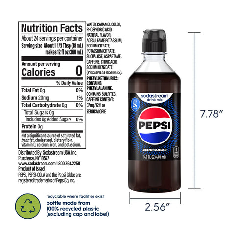 Sodastream Pepsi Zero Sugar Drink Mix 4 Pack 440ml