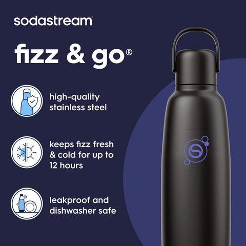 Sodastream Fizz & Go™ Insulated Stainless Steel Carbonating Bottle Black 30.4 oz