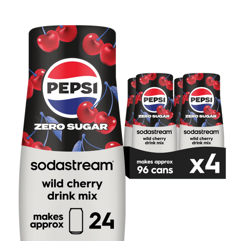 Sodastream Pepsi Wild Cherry Zero Sugar Drink Mix 4 Pack 440ml