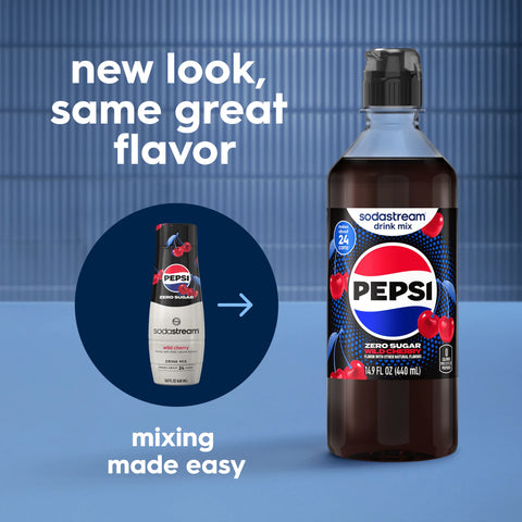 Sodastream Pepsi Wild Cherry Zero Sugar Drink Mix 4 Pack 440ml